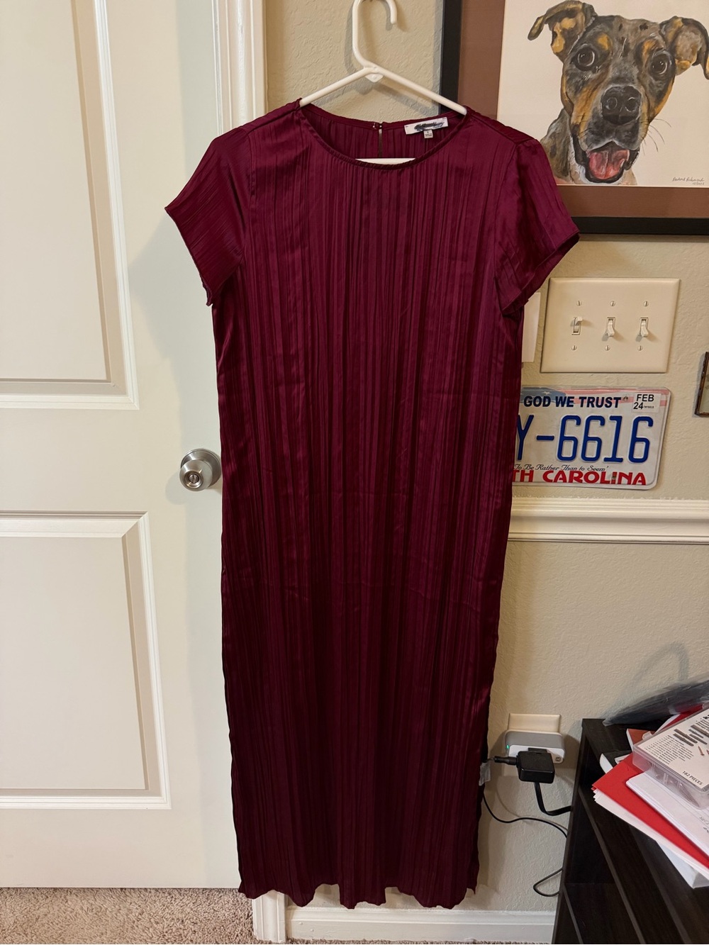 Madewell Burgundy Pleated Maxi Dress